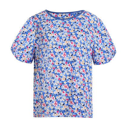 ENRO Floral All Over  Print Top - Blue