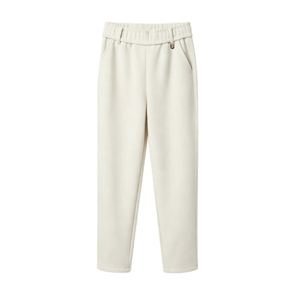 FREEZE ZONE Women's Fleece-Lined Ribbed Knit Sweatpants - Light Beige