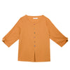 Shockwave Linen Cotton 3/4 Blouse - Yellow