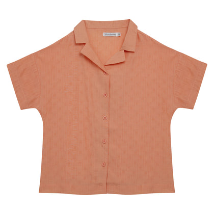 Shockwave Linen Cotton Drop Shoulder Blouse - Orange