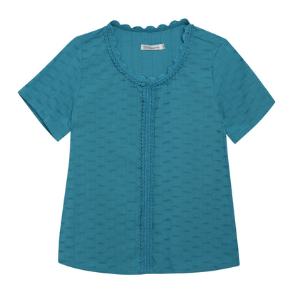 Shockwave Linen Cotton Blouse - Turquoise