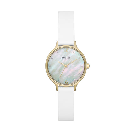 SKAGEN Anita Lille Three-Hand White Leather