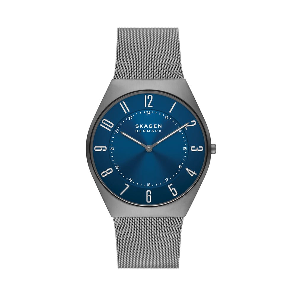 Skagen Men's Grenen Ultra Slim Two-Hand Charcoal Stainless Steel Mesh Watch