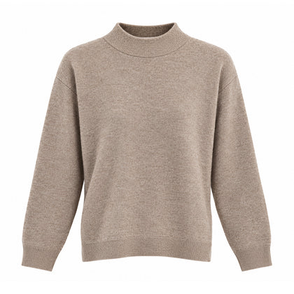 FREEZE ZONE Women's 100% Wool Mock-Neck Sweater - Light Brown