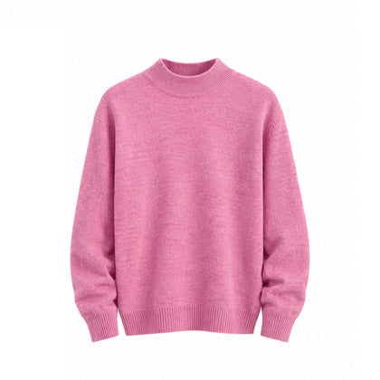 FREEZE ZONE Women's 100% Wool Mock-Neck Sweater - Dark Pink