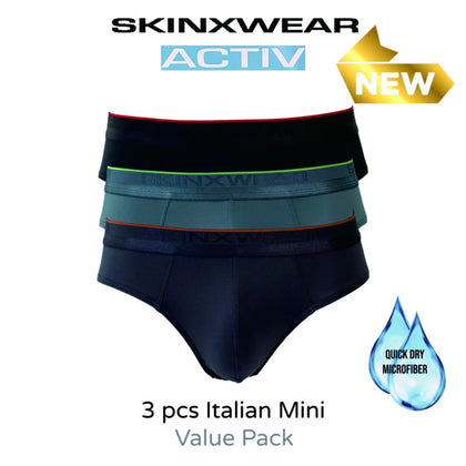 SKINXWEAR Mini Briefs (3-pcs pack) - Assorted Colours