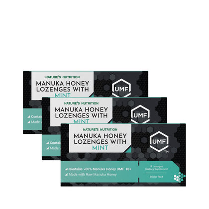 Nature's Nutrition Manuka Lozenges UMF10+ with Mint 8's - Bundle of 3