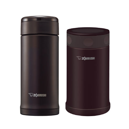 ZOJIRUSHI 0.35l Stainless Steel Vacuum Mug + 0.5L Stainless Steel Food Jar - Brown