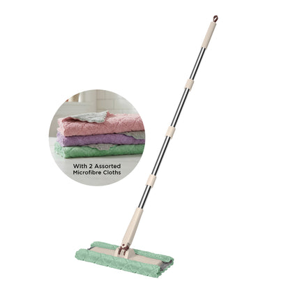 Smart Living Multi-Grip Flat Mop with 2 Microfibre Cloths - Beige