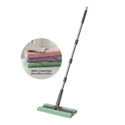 Smart Living Multi-Grip Flat Mop with 2 Microfibre Cloths - Dark Grey