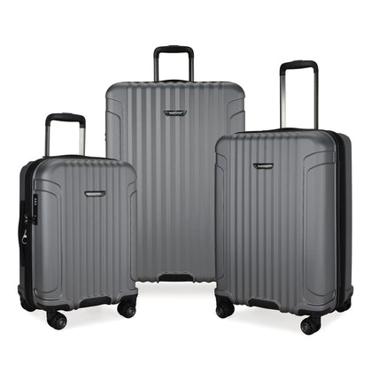 TRAVELER'S CHOICE 3-pc Bundle Set San Severo Cyclone Wheels Hard Case Spinner - Grey