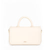 Tocco Toscano Leather Tote with Detachable Long Shoulder Strap - Cream