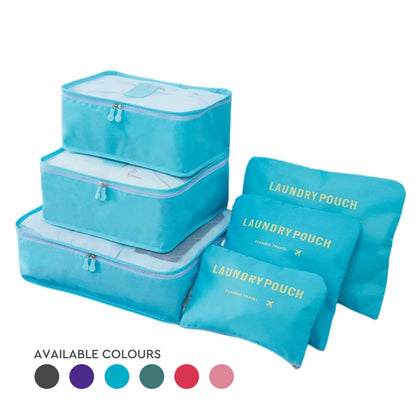 [Bundle of 2] Travel Packing Organizers Set of 6 Laundry Pouch - Assorted Colour