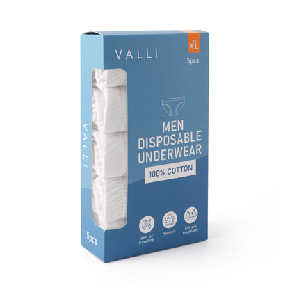 VALLI 100% Cotton Disposable Briefs (5-pc Pack) - White