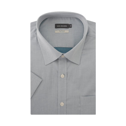 Van Heusen 100% Cotton Platinum Collection Short-Sleeved Shirt - Blue