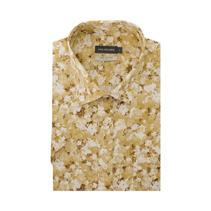 Van Heusen 100% Cotton Short-Sleeved Shirt - Mustard
