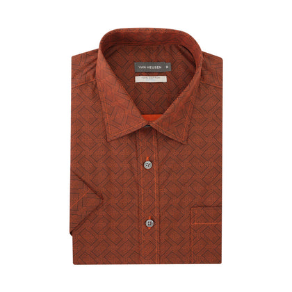 Van Heusen 100% Cotton Short-Sleeved Shirt - Orange