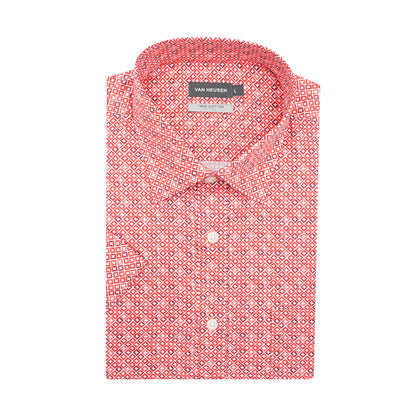 Van Heusen 100% Cotton Short-Sleeved Shirt (Red)