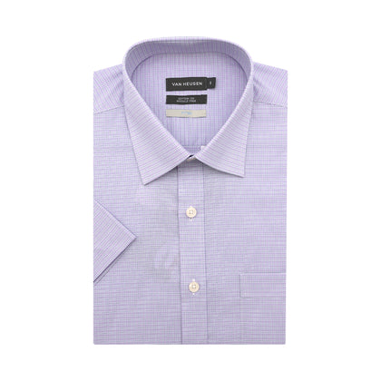 Van Heusen 100% Cotton Short-Sleeved Shirt - Light Purple