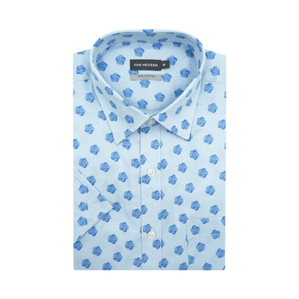 Van Heusen 100% Cotton Short-Sleeved Shirt (Light Blue)