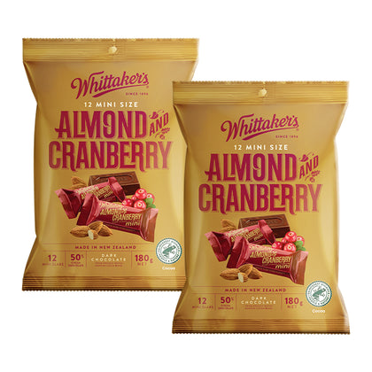 [ONLINE EXCLUSIVE] Short Expiry Bundle of 2 - Whittaker’s 12 Mini Size Almond Cranberry Chocolate Bars Fun Pack (180g) - Expiry: 28 Oct 2026