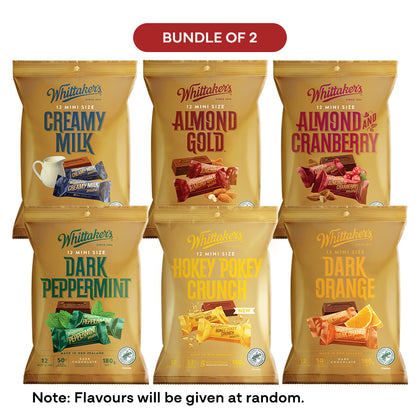 Whittaker’s 12 Mini Size Chocolate Bars Fun Pack 180g – [11.11 Limited Time Bundle of 2]