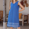 ISLE & ISLE Midi Dress with Embroidery Hem - Blue