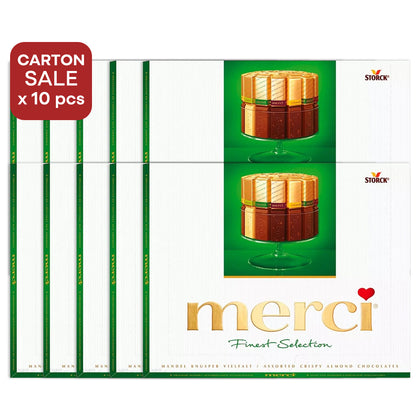 [ONLINE EXCLUSIVE Carton Sale] merci Finest & Intense Selection Crispy Almond Chocolates Perfect Gift -250g x 10 packs (Expiry Date: April 2026)