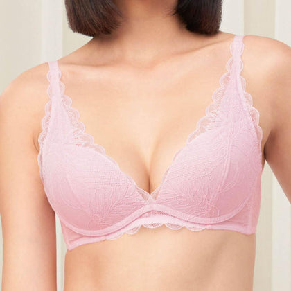 Invisible Inside-Out Non-Wired Push Up Deep V Bra in Old Pink