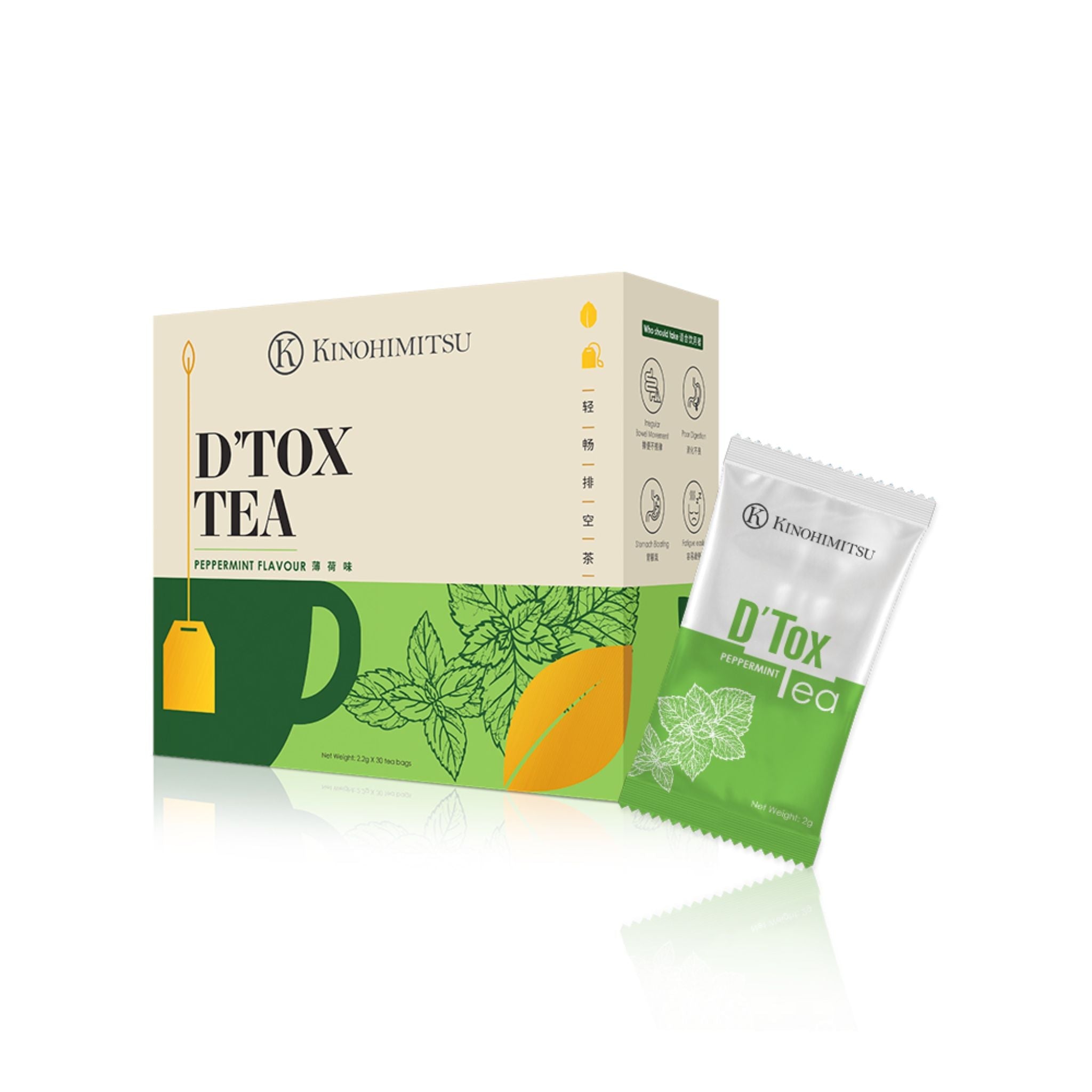 [Online Exclusive Amazing Deal for 2] Kinohimitsu D'Tox Tea Peppermint 2g x 30 Sachets