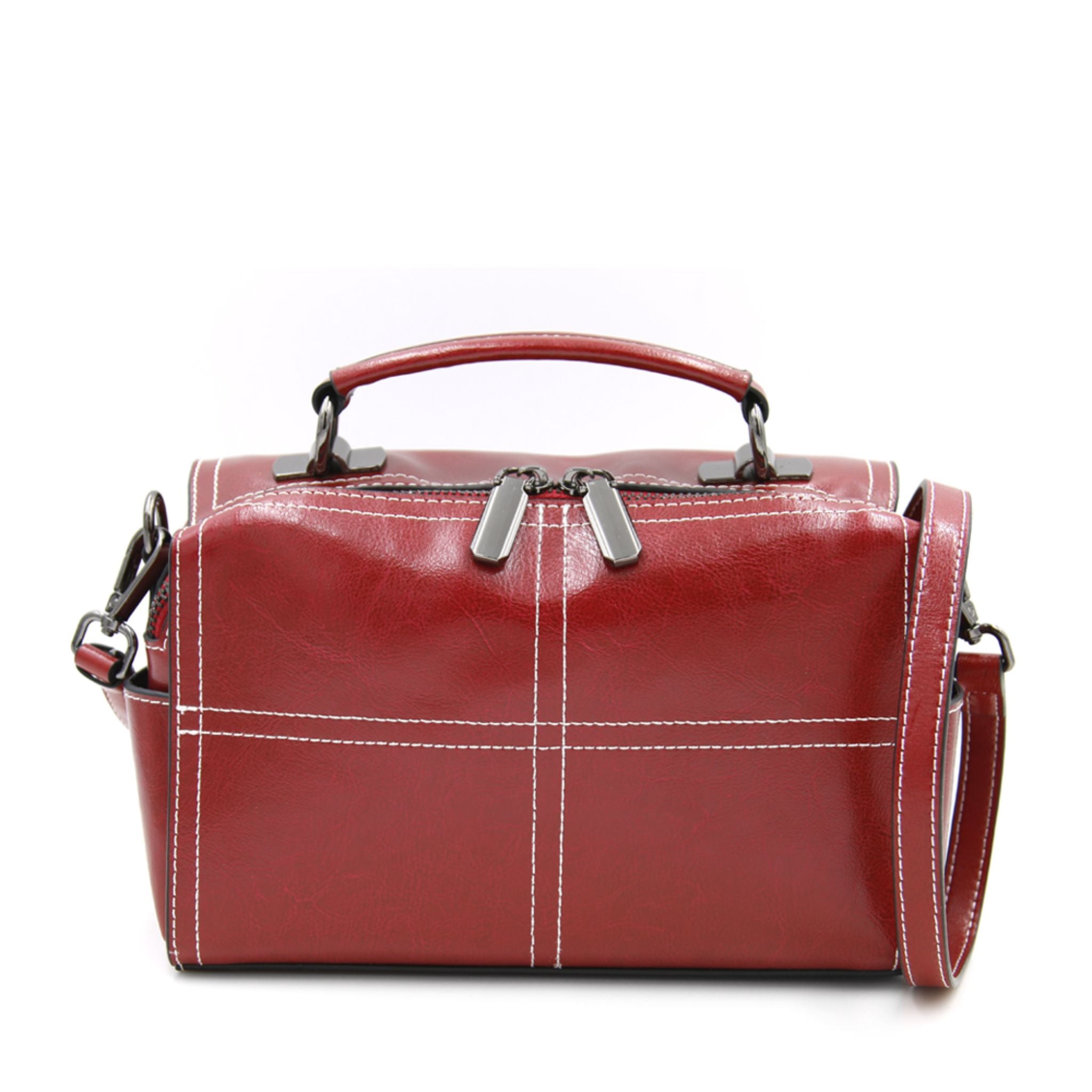 SARRER Leather Boxy Shoulder Bag - Red