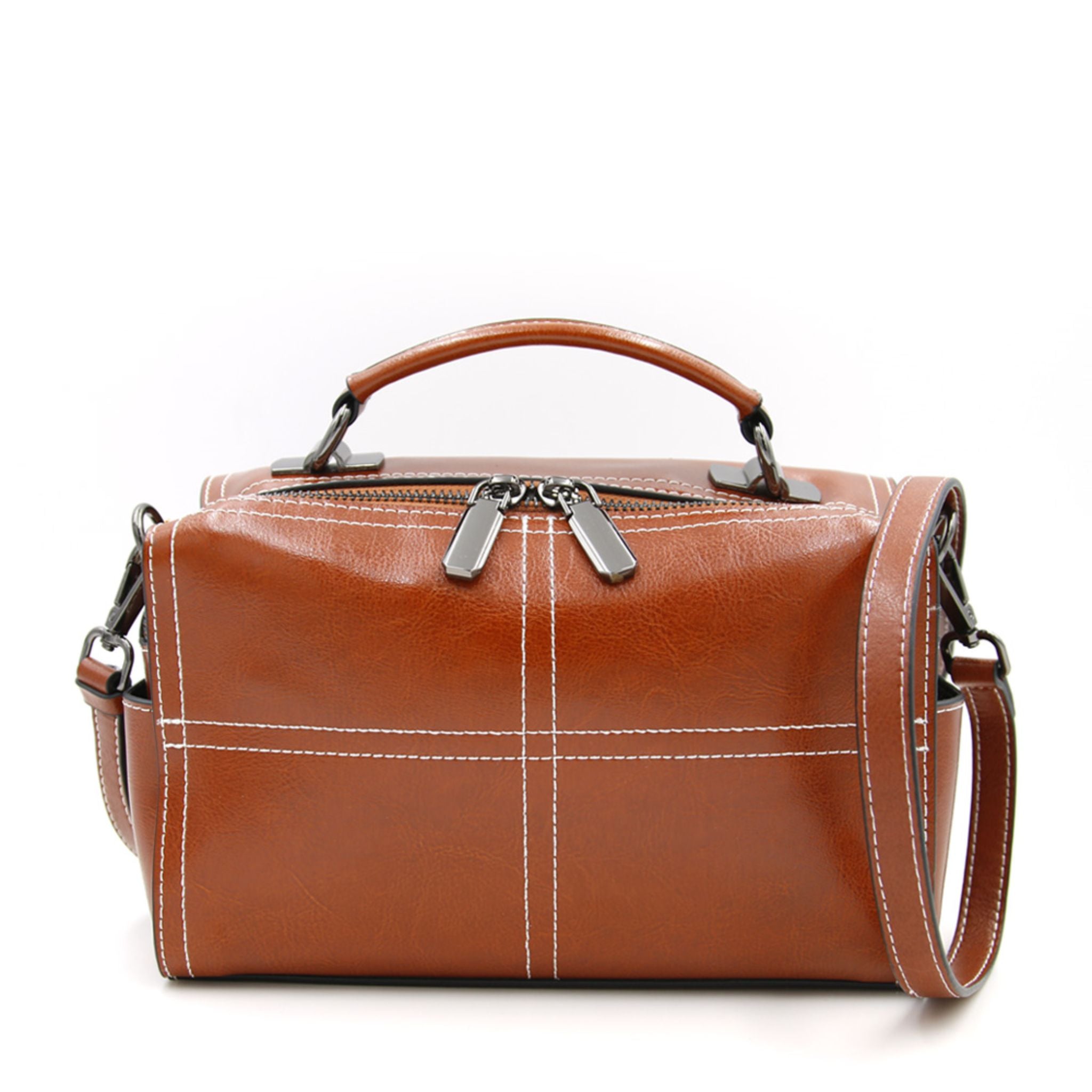 SARRER Leather Boxy Shoulder Bag - Brown