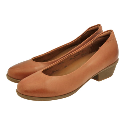 Barani Tan Leather Heels (Short)