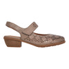 Barani Khaki Leather Heeled Sandals (Short, Perforated)