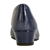 Caratti Navy Leather Wedged Heels (Short)