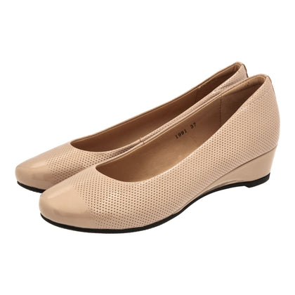 Caratti Nude Leather Wedged Heels (Short)