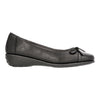 Barani Black Leather Pumps (with Micro Wedge, Fixed Ribbon)