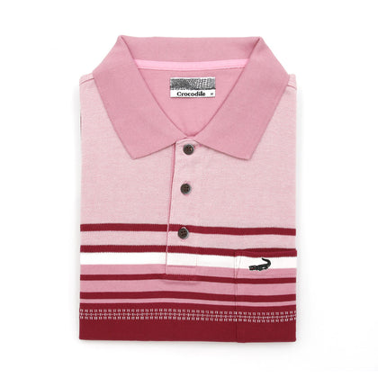 CROCODILE Short-Sleeved Polo - Pink