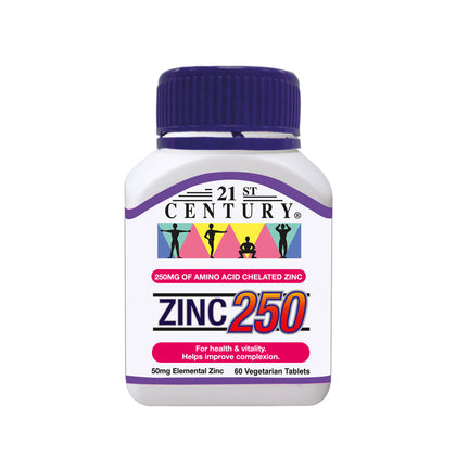 21st Century Zinc 250 60 Vegetarian Tablets