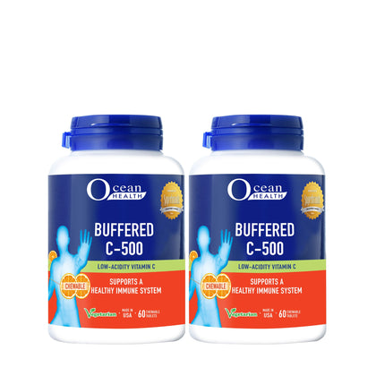 Ocean Health Buffered C500 Low-Acidity Vitamin C Chewable Tab 2x60s