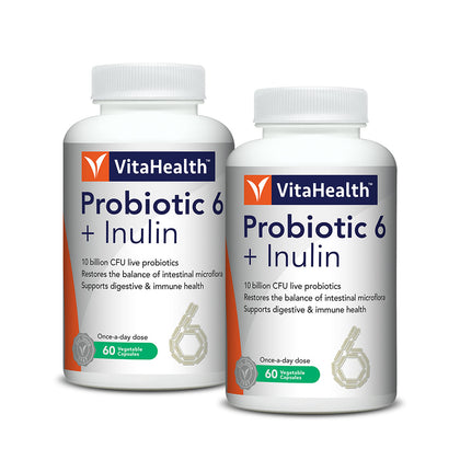 VitaHealth Probiotic 6+ Inulin x 2 (60 Vegetable Capsules)