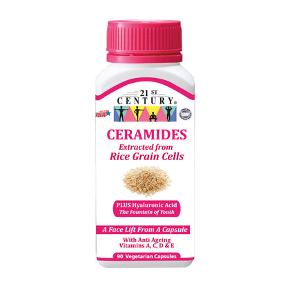 21ST CENTURY Ceramides Extracted from Rice Grain Cells 90 Vegetarian Capsules