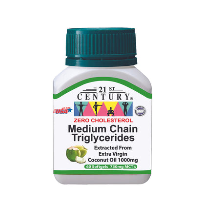 21st Century Medium Chain Triglycerides Extracted from Virgin Coconut Oil 1000mg 60 Softgels