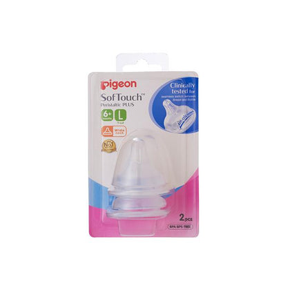 Pigeon Softouch Peristaltic Plus Nipple Blister Pack 2Pc (L)