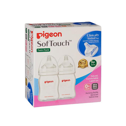 Pigeon Softouch Peristaltic Plus Twin Pack Pp 160ml (SS)