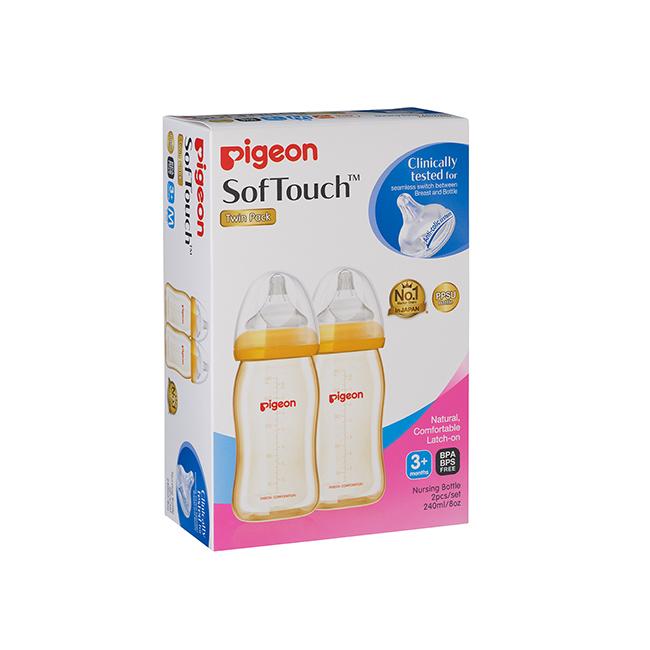 Pigeon Softouch Peristaltic Plus Twin Pack Ppsu 240ml (M)
