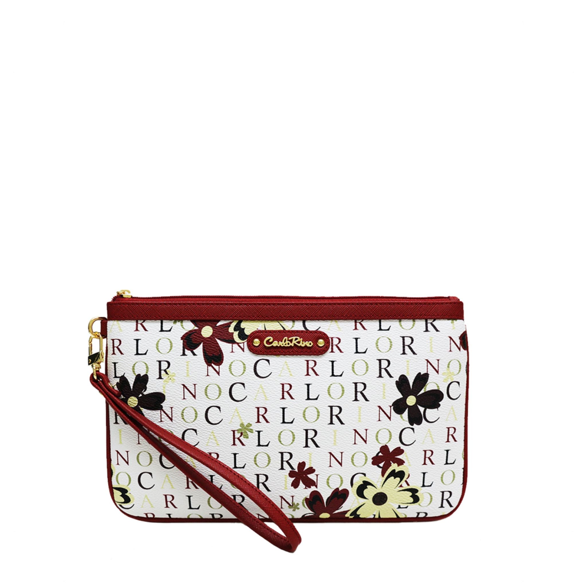 Carlo Rino Signature Vinyl Wristlet Maroon OG Singapore