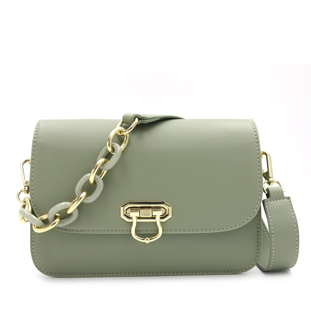 Carlo Rino Classic Structured Shoulder Bag - Lime
