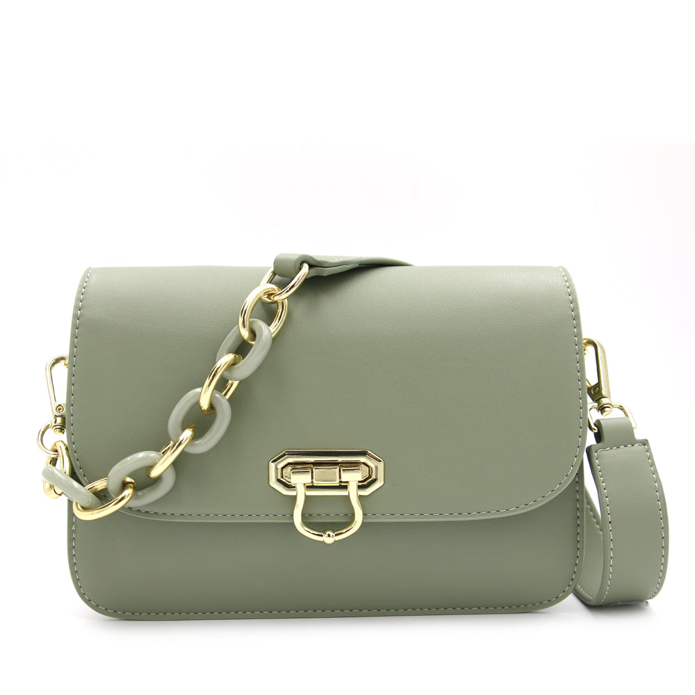 Carlo Rino Classic Structured Shoulder Bag - Lime