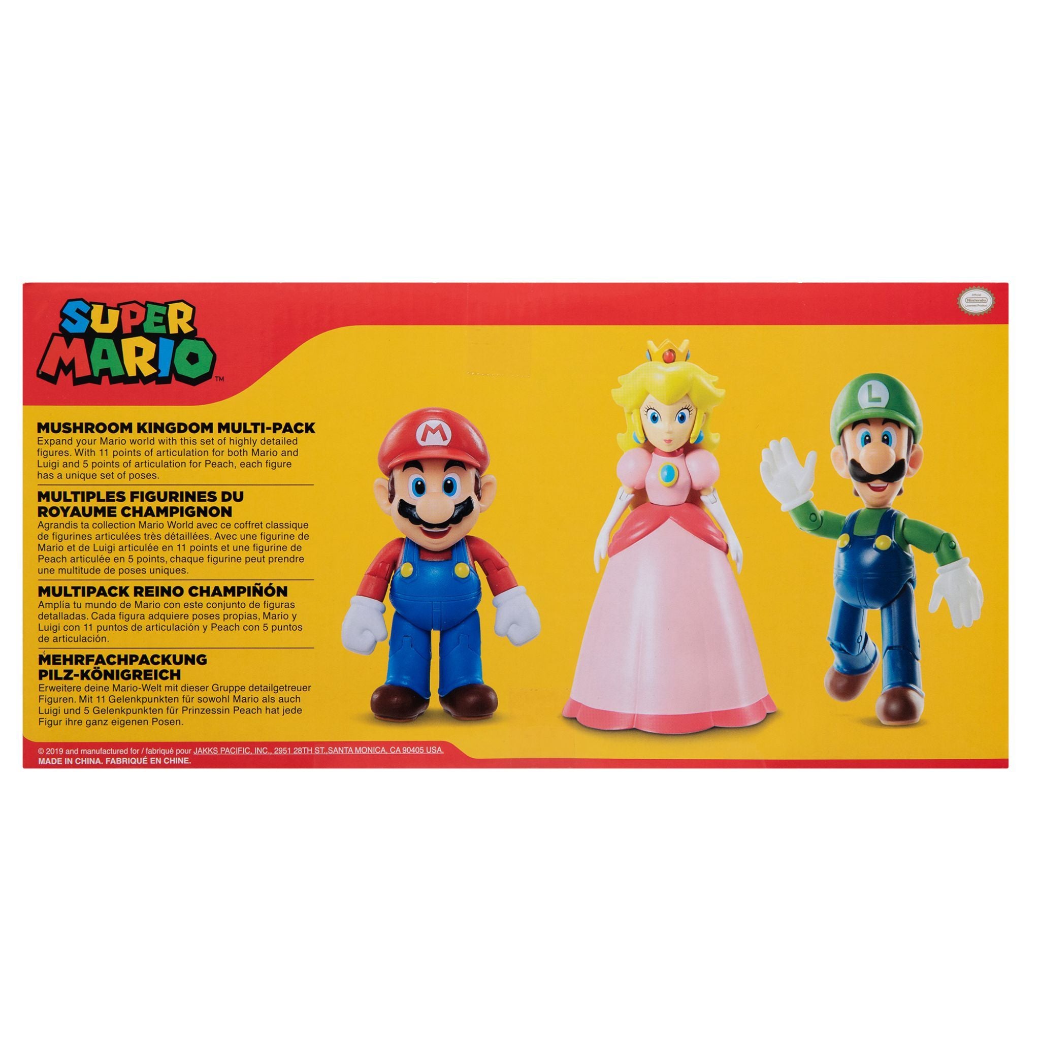 Super Mario Nintendo 4" 3 Pack Mushroom Kingdom Set (Mario, Princess Peach, Luigi)